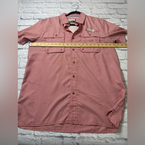 Magellan Outdoors Men's Red Gingham Fisherman Gear, Angler Fit Short Sleeve. - Picture 6 of 7